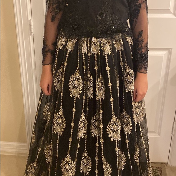 black pakistani long dress beautiful fashion skirt - Picture 11 of 11